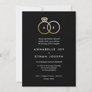 Modern Golden Rings Wedding Invitation