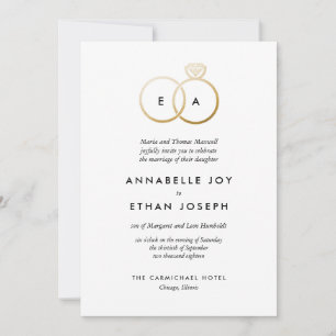 Modern Golden Rings Wedding Invitation