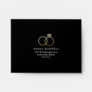 Modern Golden Rings Wedding Invitation Reply Card Envelope