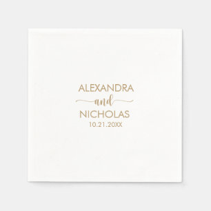 Modern Golden Script Gold Wedding Napkin