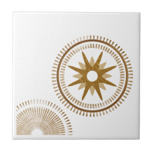 Modern Golden Starburst Medallion Tile