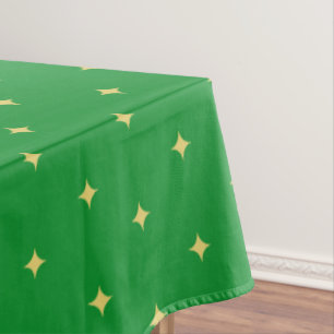 Modern Golden Stars on Green Tablecloth