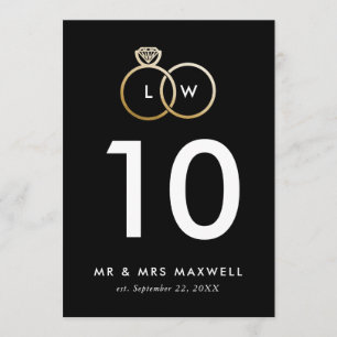 Modern Golden Wedding Rings Table Number