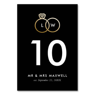 Modern Golden Wedding Rings Table Number