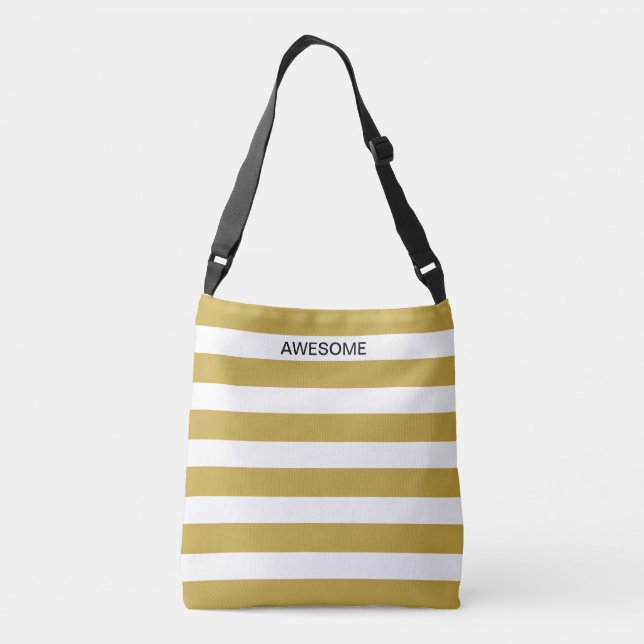 Modern golden & white striped crossbody bag (Back)