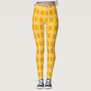 Modern Golden Yellow Chequered Leggings