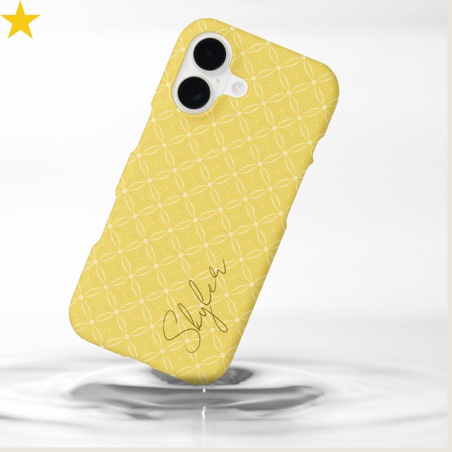 Modern Golden Yellow Circle Tiles Custom Name  (Creator Uploaded)