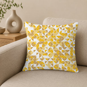 Modern Golden Yellow Geometric Pattern Cushion