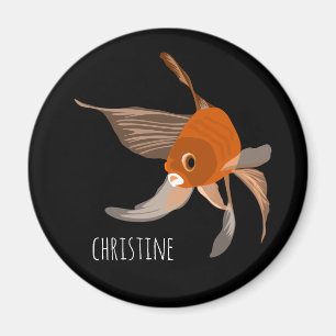 Modern goldfish minimal illustration name black  magnet