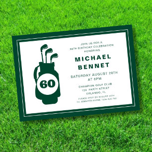 Modern Golf 60th Birthday Invitation