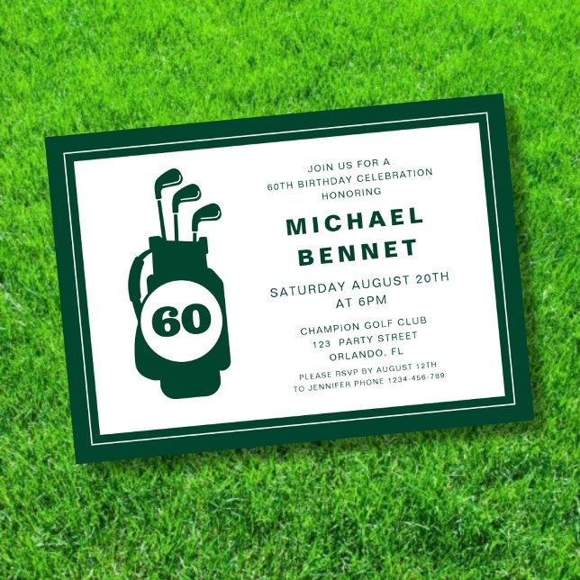 Modern Golf 60th Birthday Invitation (Modern Golf 60th Birthday Invitation)