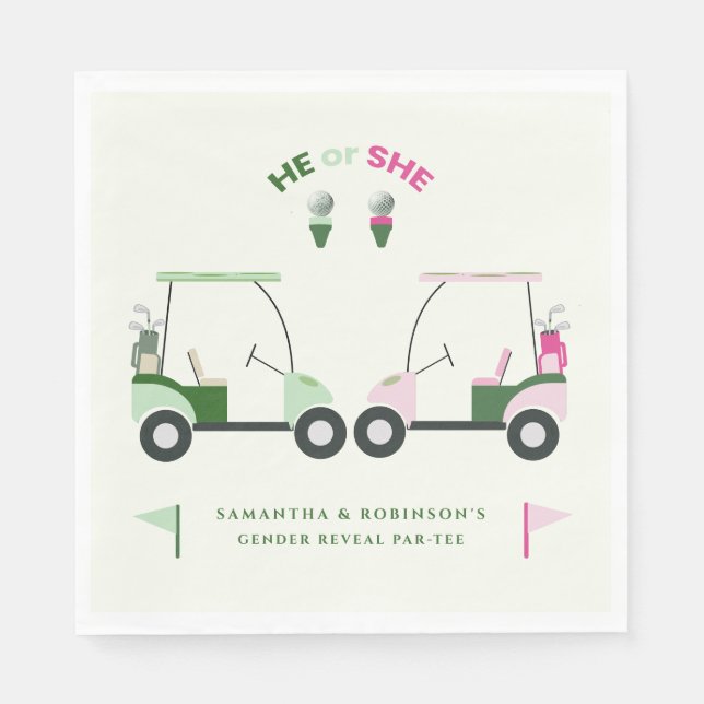 Modern Golf Baby Gender Reveal Par-tee  Napkin (Front)