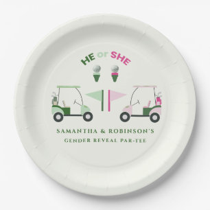 Modern Golf Baby Gender Reveal Par-tee Paper Plate