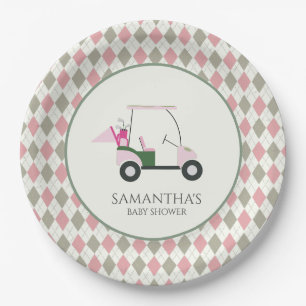 Modern Golf Baby Gender Reveal Par-tee Paper Plate