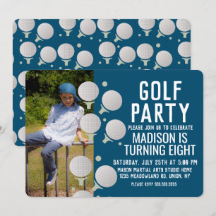 Modern Golf Balls Birthday Party Photo Invitation