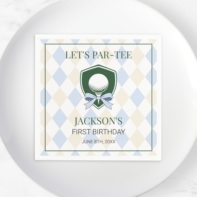 Modern Golf Blue Boys Sports 1st Birthday Par-tee Napkin (Modern Golf Blue Boys Sports 1st Birthday Par-tee Napkins)