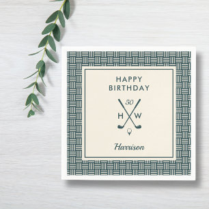Modern Golf Clubs Birthday Party Any Age Green Napkin