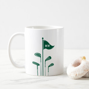 Modern Golf Clubs Create Your Own Initials   Green Coffee Mug