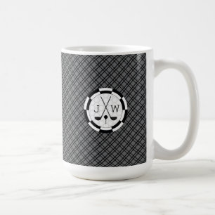 Modern Golf Equipment Motif and Monogram Coffee Mug
