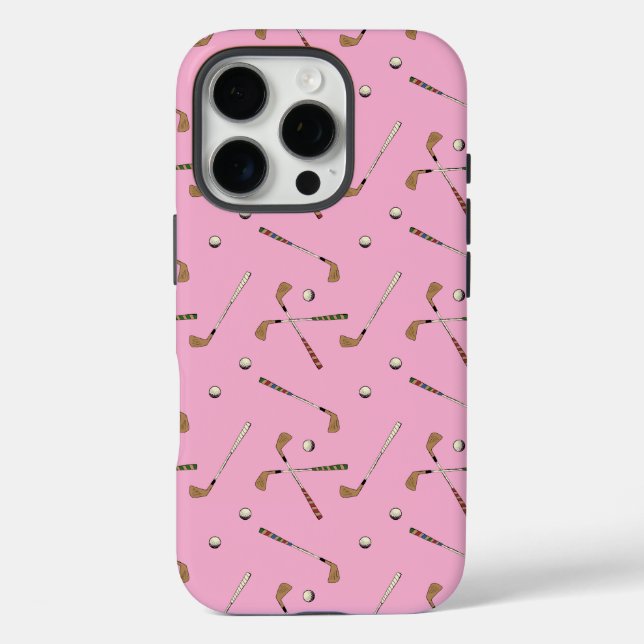 Modern Golf Golfer Club Ball Pattern Pink Case-Mate iPhone Case (Back)