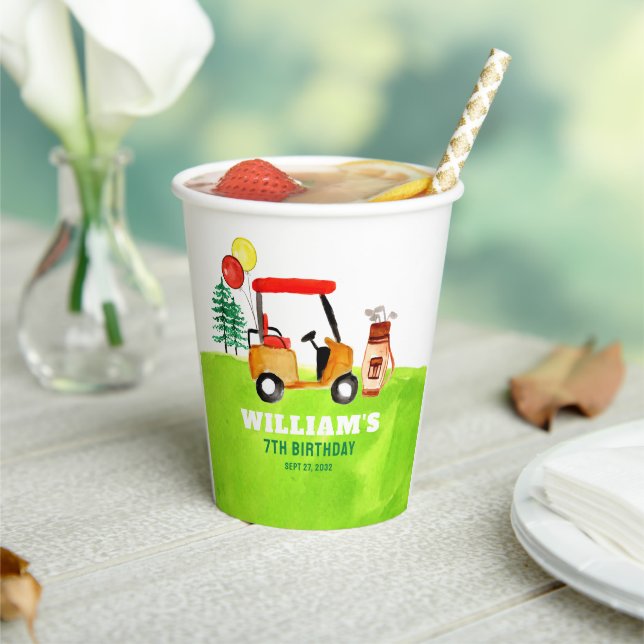 Modern Golf Golfers Par-tee Kids Birthday Paper Cups (Insitu)