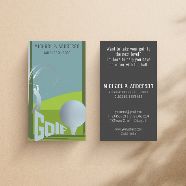 Modern golf instructor golfing class business Card (Creator Uploaded)