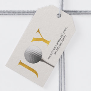 Modern Golf Joy & Peace Christmas Gift Tags
