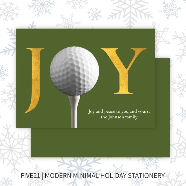 Modern Golf Joy & Peace Green Christmas Holiday Card (Creator Uploaded)