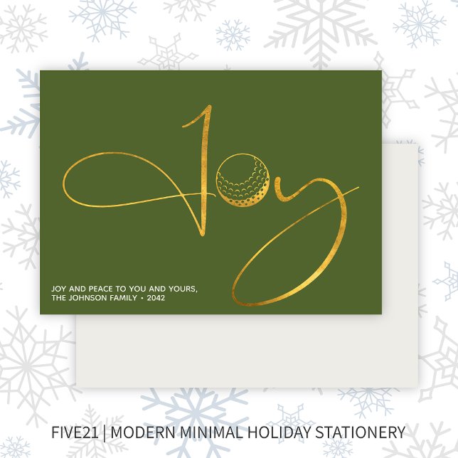 Modern Golf Joy & Peace Green Christmas Holiday Card (Creator Uploaded)