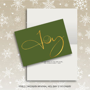 Modern Golf Joy & Peace Green Folded Christmas Holiday Card