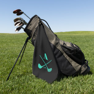 Modern Golf Monogram Pro Golfer Sports Black Green Towel