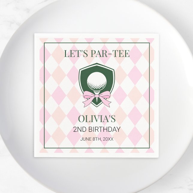 Modern Golf Pink Girls Sports 2nd Birthday Par-tee Napkin (Modern Golf Pink Girls Sports 2nd Birthday Par-tee Napkins)
