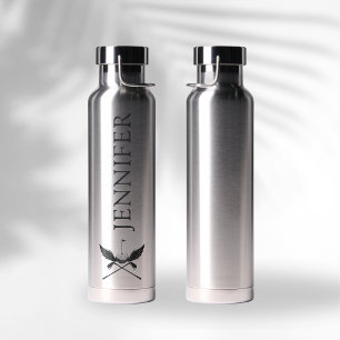 Modern Golf Silhouette Logo With Your Name Water Bottle
