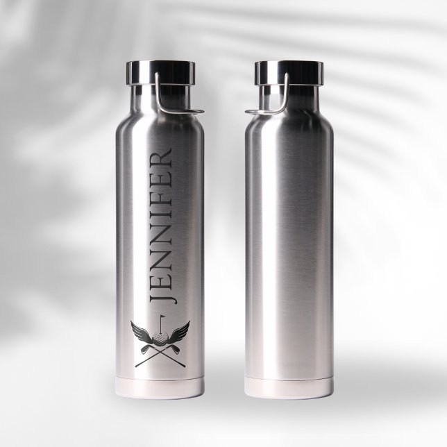 Modern Golf Silhouette Logo With Your Name Water Bottle (Creator Uploaded)