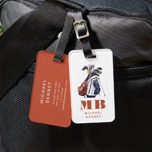 Modern Golf Sport Monogrammed Luggage Tag