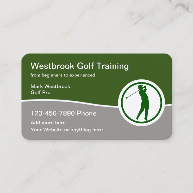 Modern Golf Training Classes Business Cards (Front)
