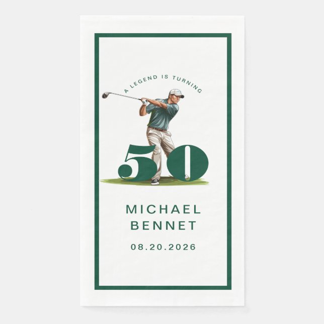 Modern Golfer 50th Birthday Napkin (Front)