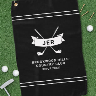 Modern Golfer Custom Monogrammed Golf Clubs Black Towel