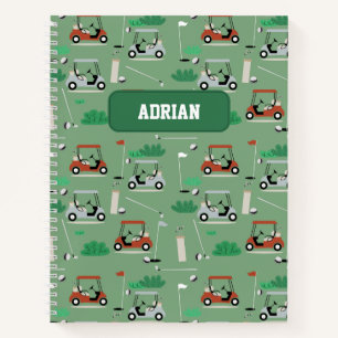 Modern Golfer Golf Theme Personalised Name Notebook