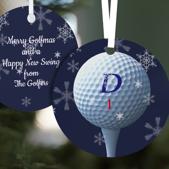 Modern Golfer Merry Golfmas Happy New Swing Golf Metal Tree Decoration (Merry Golfmas and a Happy New Swing ornament makes a great gift for golfers!)