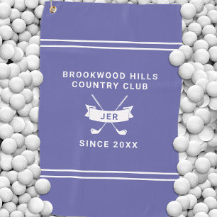 Modern Golfer Monogram Golf Clubs Periwinkle Golf Towel