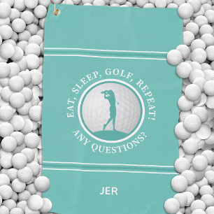Modern Golfer Monogram Quote Sports Pro Golf Teal Golf Towel