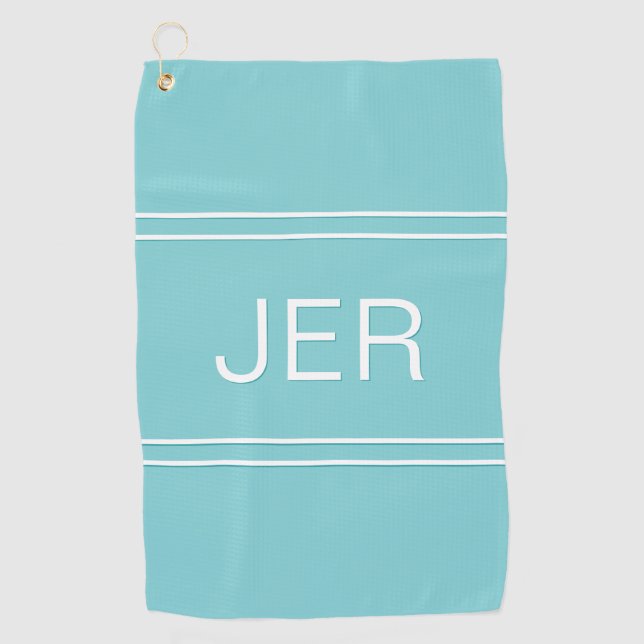 Modern Golfer Monogrammed Initials Stylish Teal Golf Towel (Front)
