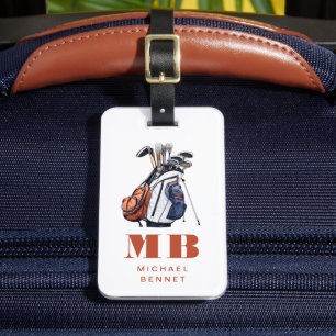 Modern Golfer Sport Monogrammed Luggage Tag