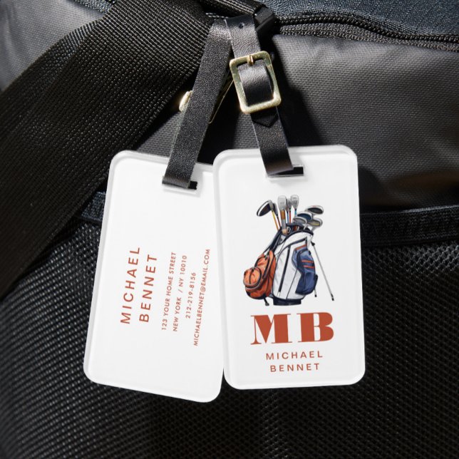 Modern Golfer Sport Monogrammed Luggage Tag (Modern Golfer Sport Monogrammed Luggage Tag)