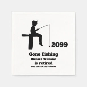 Modern Gone Fishing Retired Sitting Fisherman Napkin