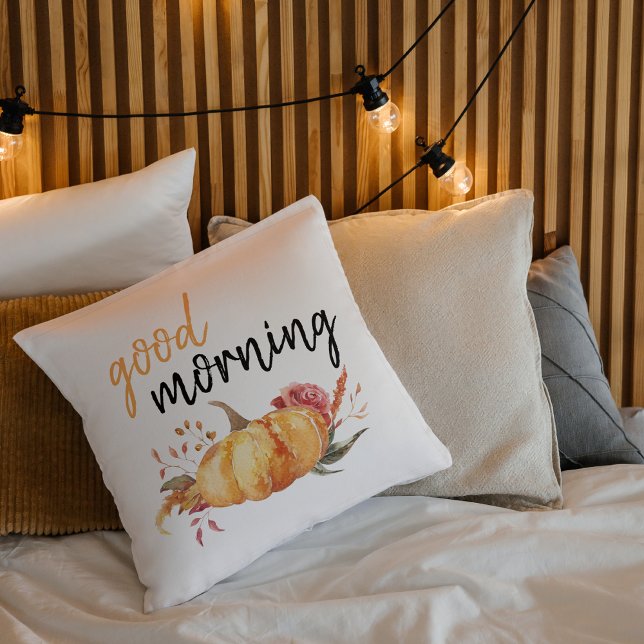 Modern Good Morning Pumpkin Quote Cushion (Creator Uploaded)