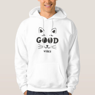 Modern Good Vibes Cat Face - Minimalist Feline Typ Hoodie
