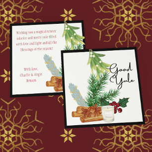 Modern Good Yule Winter Solstice Holiday  Card