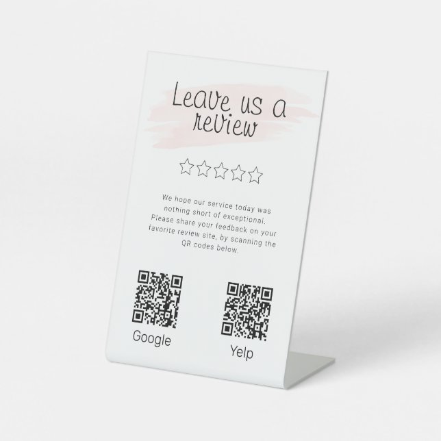 Modern Google Review 2 QR Codes Business Pedestal Sign (Front)